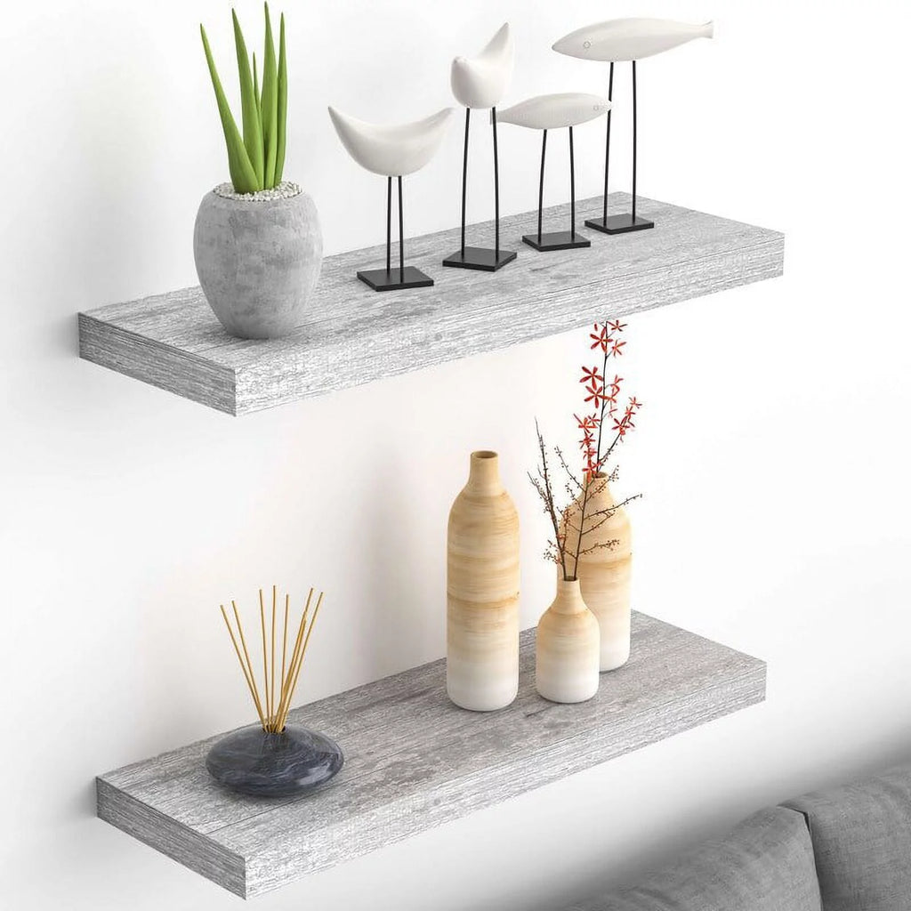 24" Floating Wall Shelves Set of 2 Grey P137828