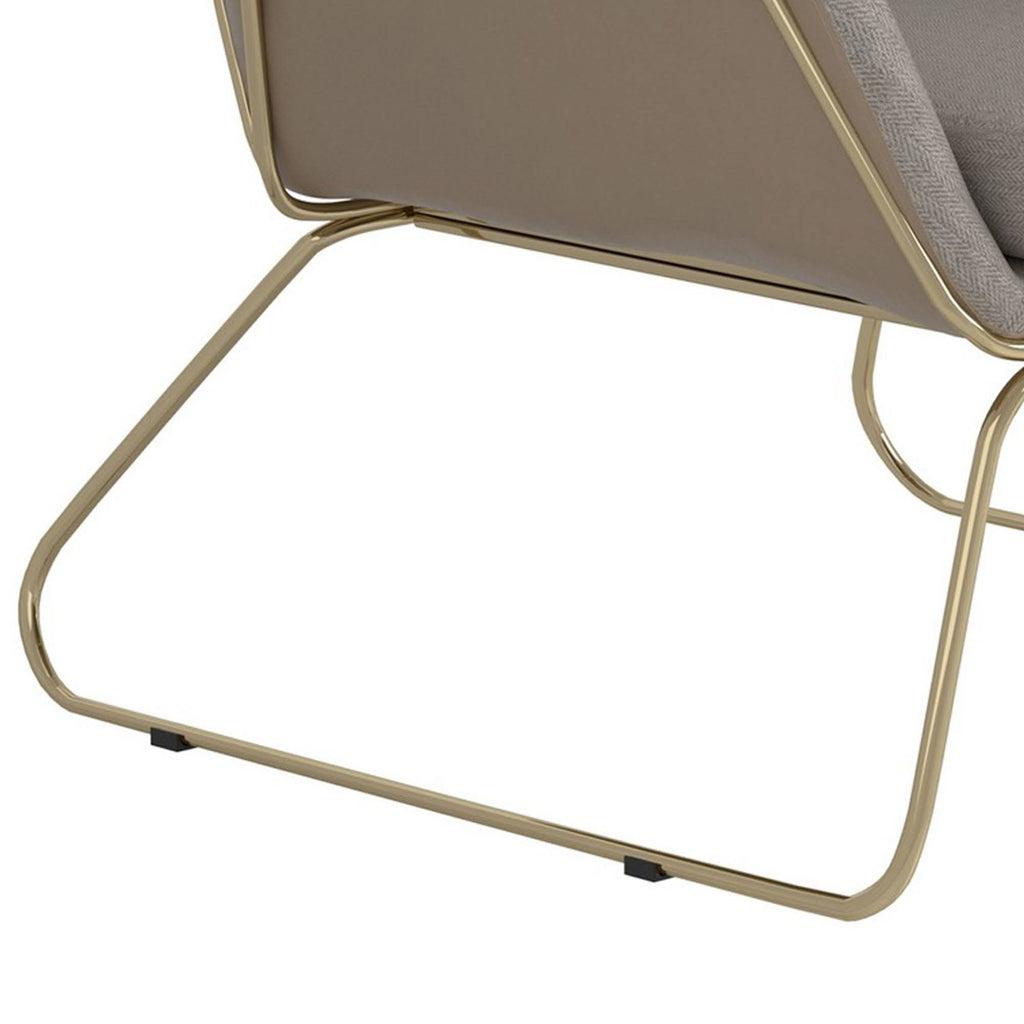 Gray Fabric Accent Chair with Angled Sled Base J540836