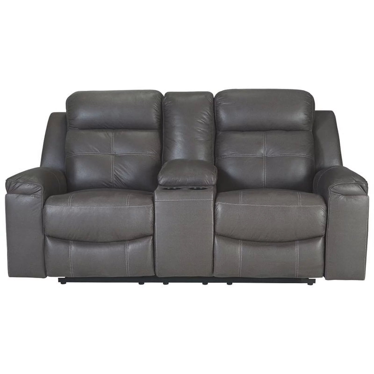 Dark Gray Fabric Reclining Loveseat with Console K9844