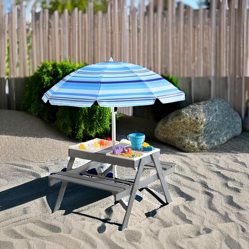 3-in-1 Kids Picnic Table with Umbrella A11721