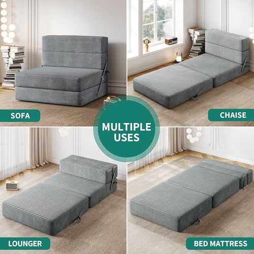 Grey Corduroy Convertible Sofa Bed Z7727