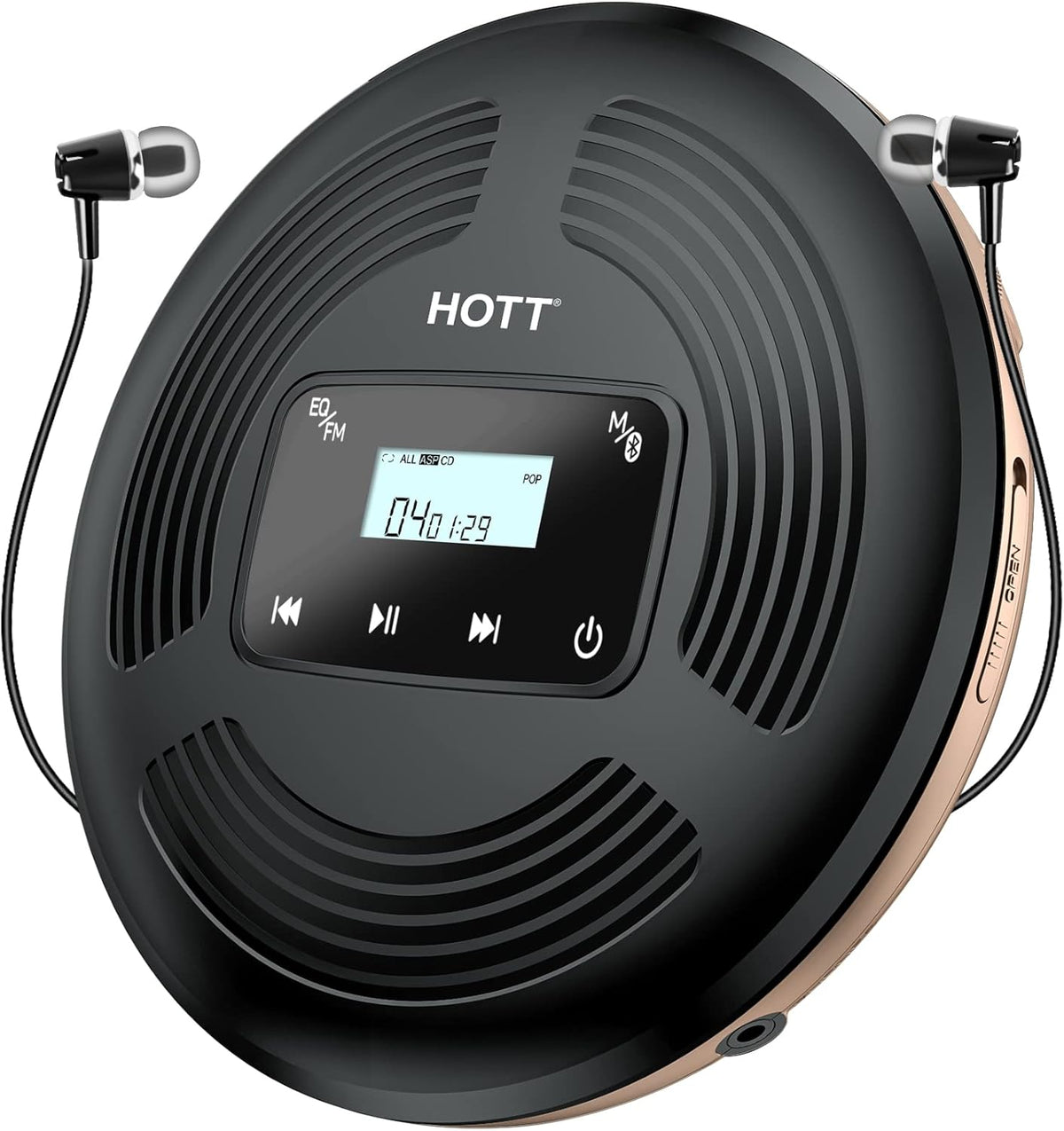 Portable CD Player with Bluetooth FM Transmitter AUX Output Rechargeable 1800mah Touch Button Anti-Skip Shockproof Protection Pack of 2 J499072