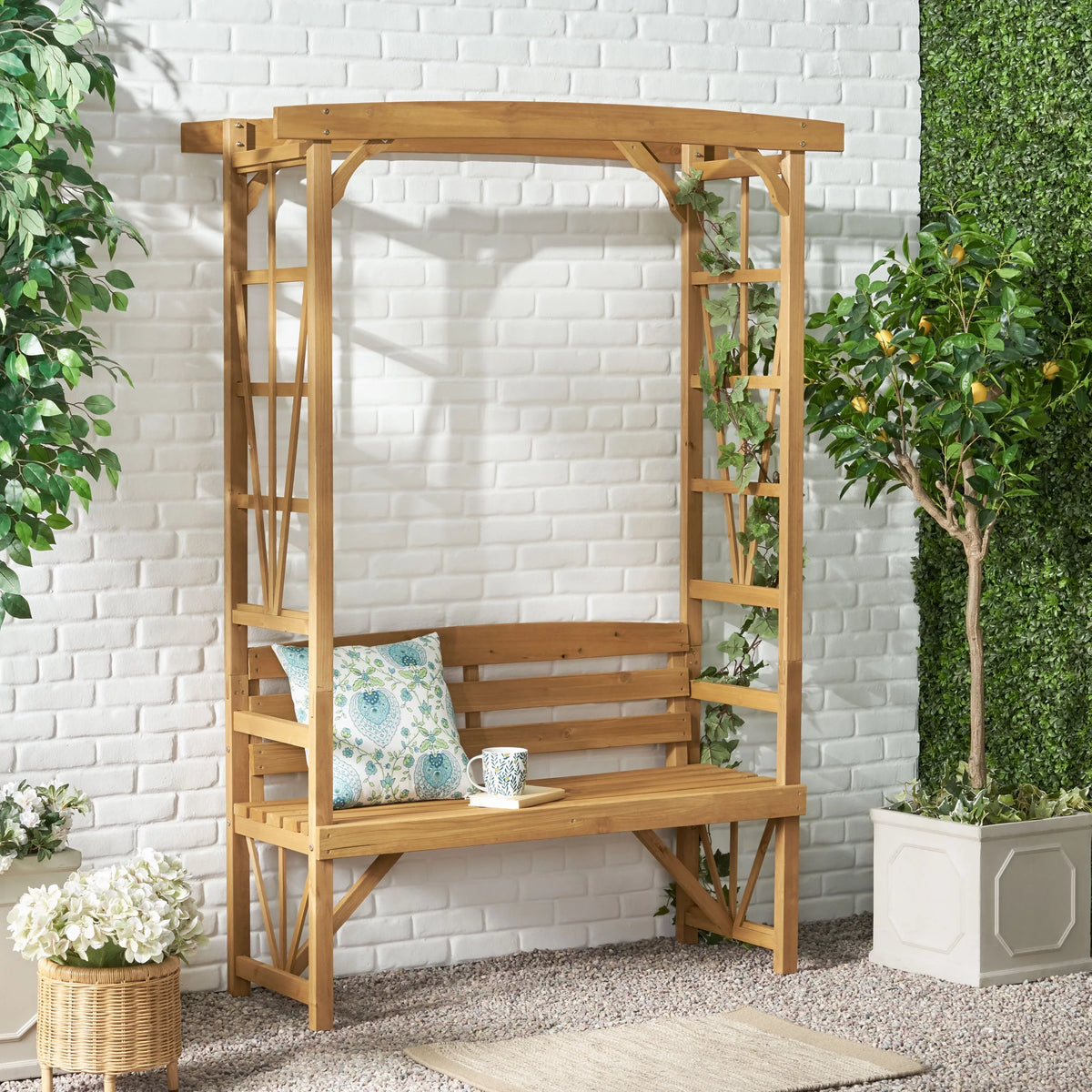 Outdoor Fir Wood Arbor Bench U945